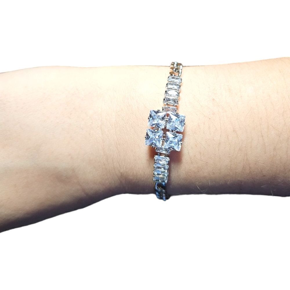 Chic Ice Square-Cut Dazzling Crystal Statement Bracelet